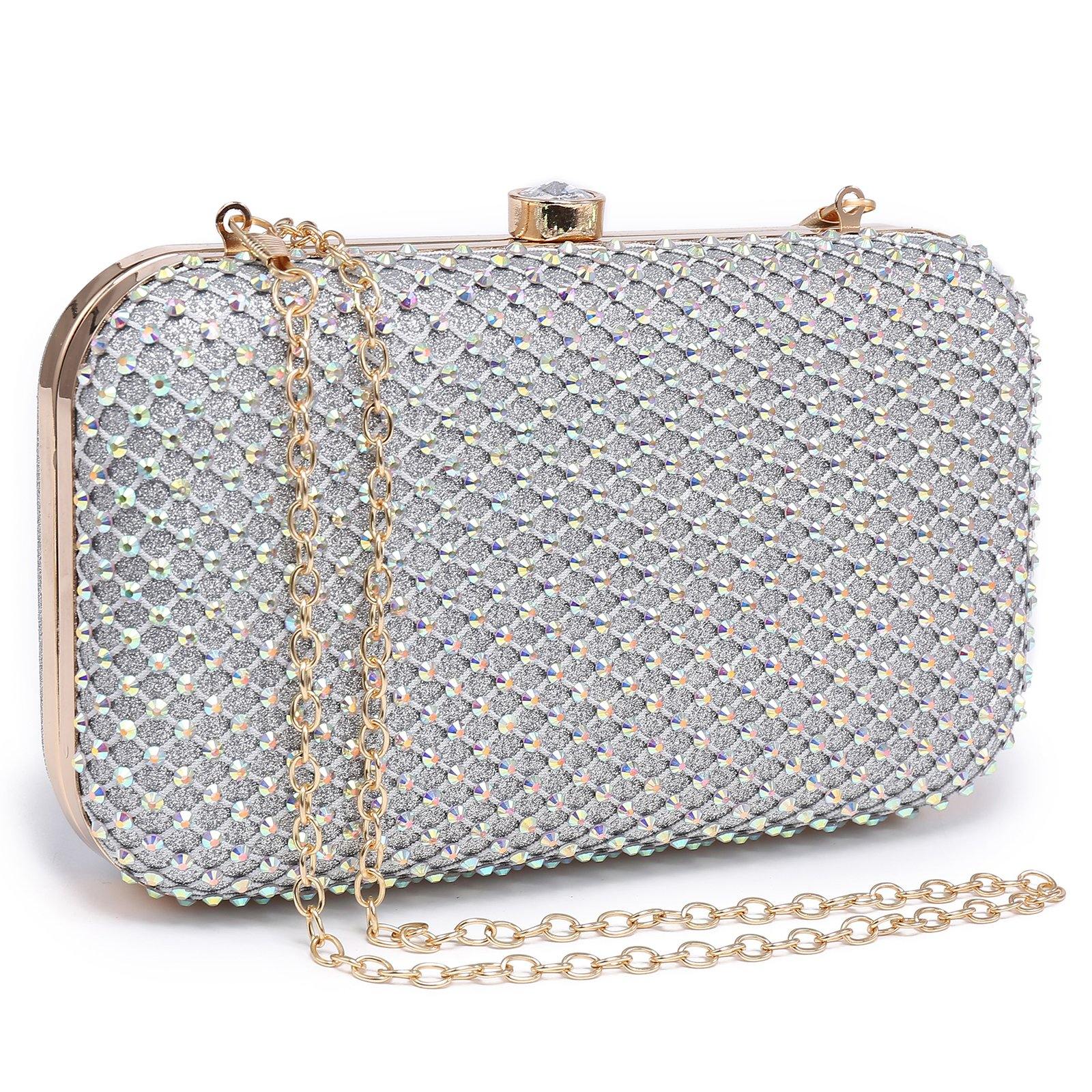 Evening luxury crystal clutch purse handbag Bridal Party Rose Gold Gray  Black 5