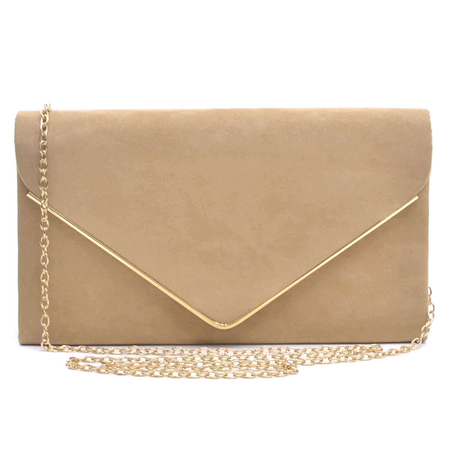 IXEBELLA Women Evening Bag Dressy Clutch Handbag Faux Suede Purse for  Wedding (Beige): Handbags