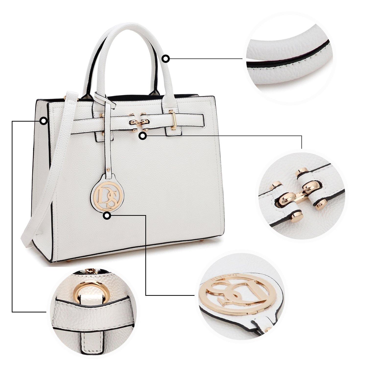 Genuine Leather Handbags Tote Shoulder Bag for Woman Satchel Designer Purse  Top Handles Crossbody Bag,White with black，G141517