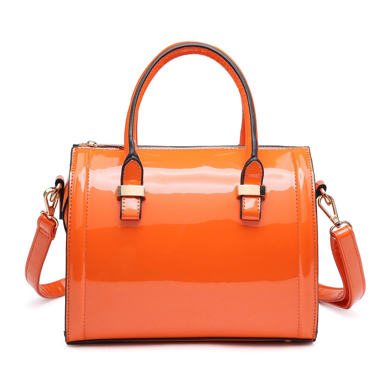 XingChen Shiny Women Handbag Patent Leather Bowknot Purse Charm Glossy  Top-Handle Satchel Tote Fashion Shoulder Bag