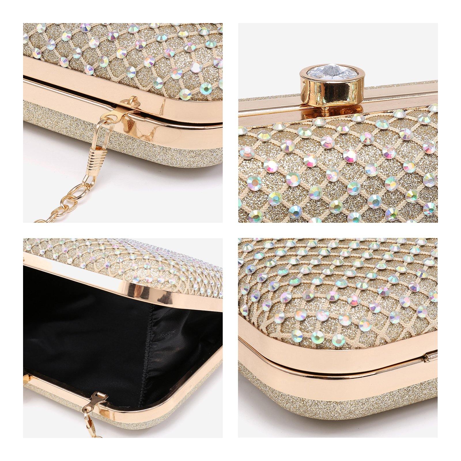 TIAASTAP Evening Bags for Women Pearl Handbags Leather Clutch Bag Sparkly  Crossbody Bags Bridal Clutch Purses for Wedding Party Prom