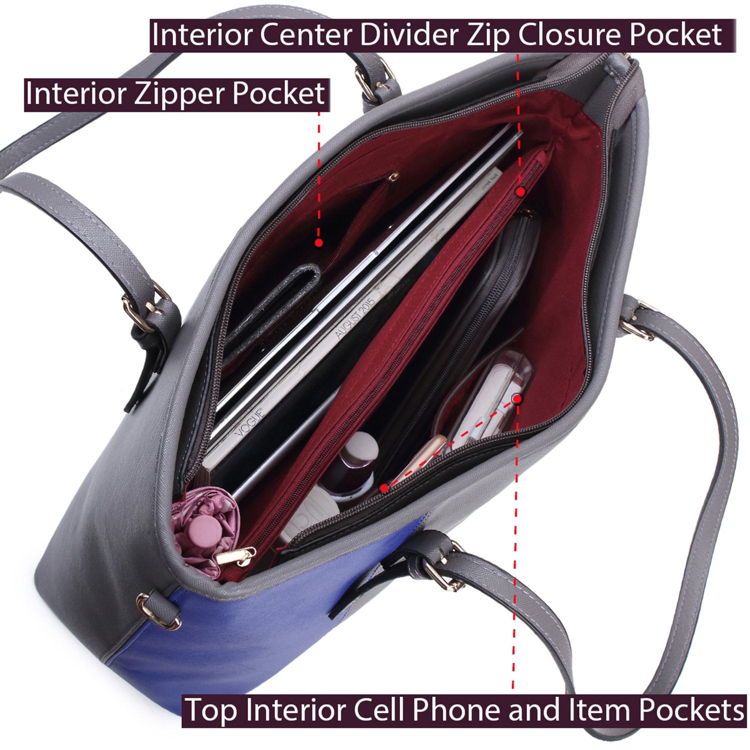 Purse with discount center zipper divider