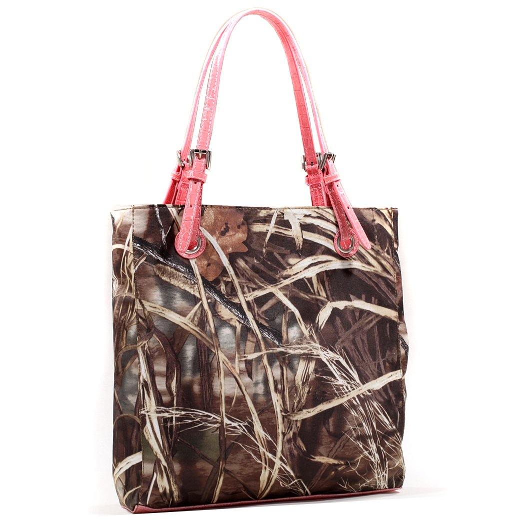 Realtree Classic Square Camouflage Tote Bag with Belted Straps Pink